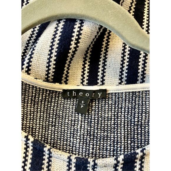 Theory navy and white striped shell tank top small - Picture 3 of 3